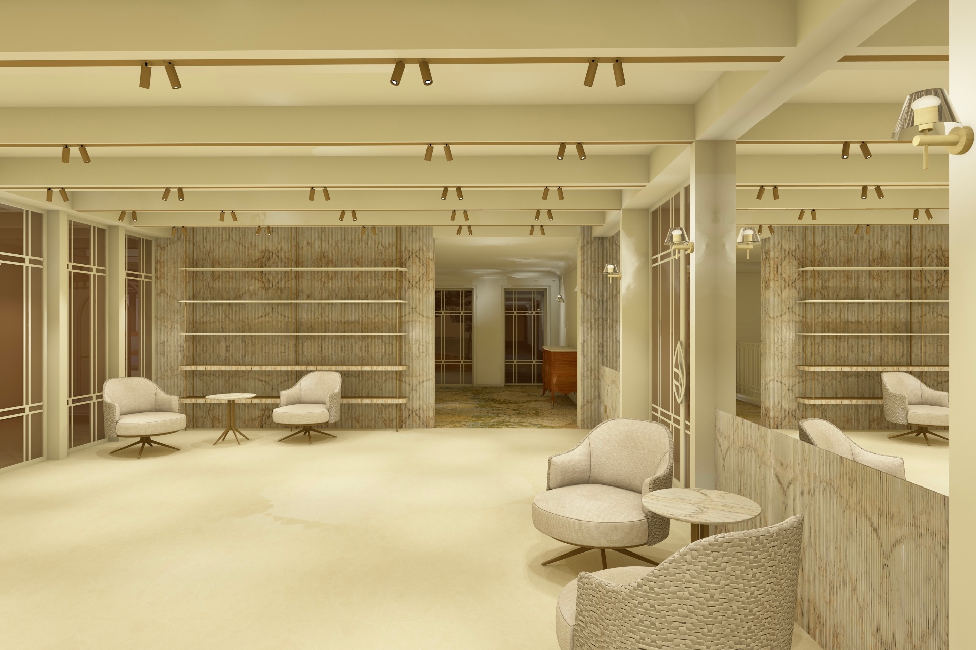 Render atual da receção — projeto em curso